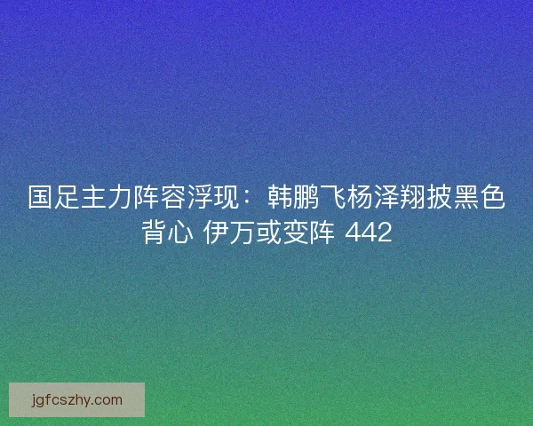 国足主力阵容浮现：韩鹏飞杨泽翔披黑色背心 伊万或变阵 442